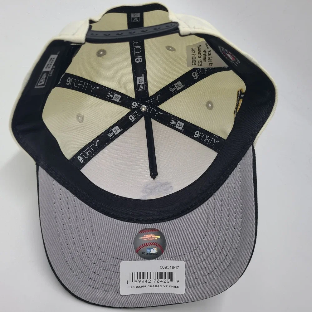 Child Pittsburgh Pirates Hat Snapback 9Forty New Era Cream Black MLB Paul Skenes